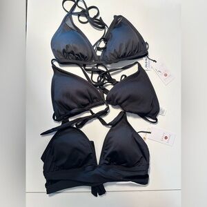 NWT Bundle Lot of 3 Black Triangle Bikini Tops Size Medium